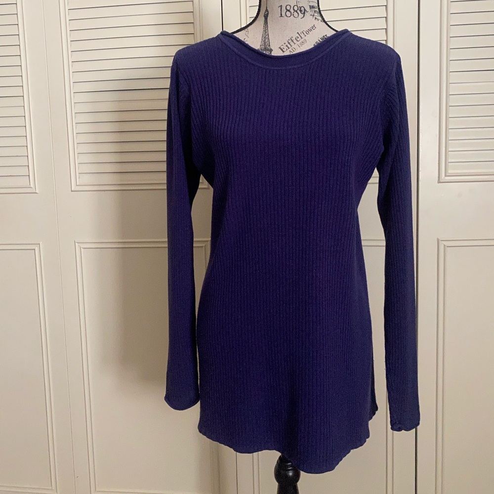 Cristina vintage ribbed purple tunic long sweater